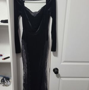 Velvet lace cutout dress